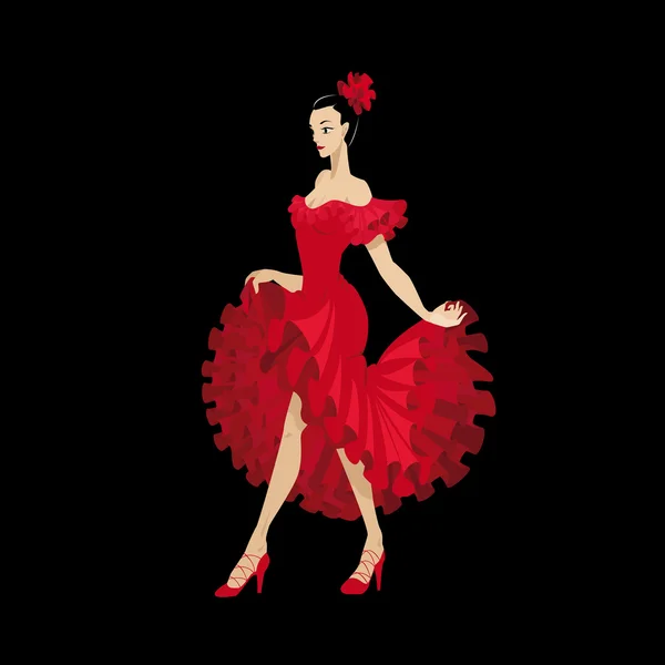 Flamenco dancer in a red dress — Stock Vector