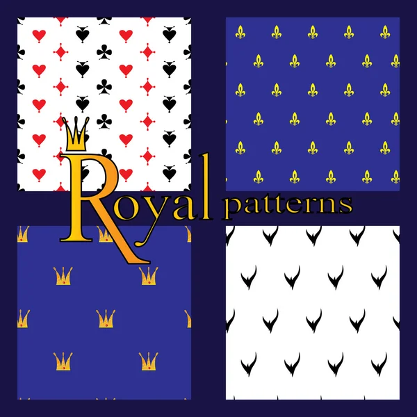 Ensemble de 4 motifs royaux simples — Image vectorielle