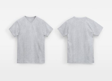 Temel heather gri V-Neck tişörtü Beyaz arka planda Erkekler için