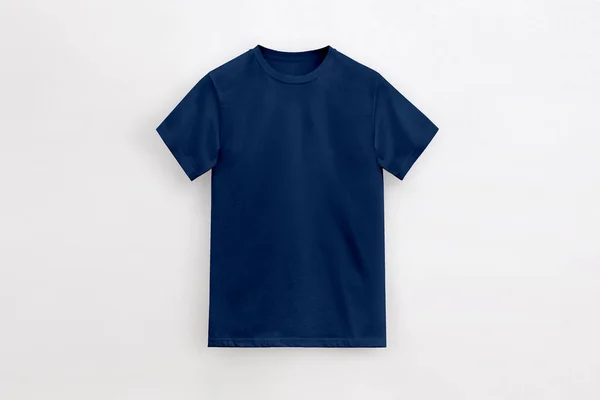 round neck basic deep navy blue t-shirt on white background