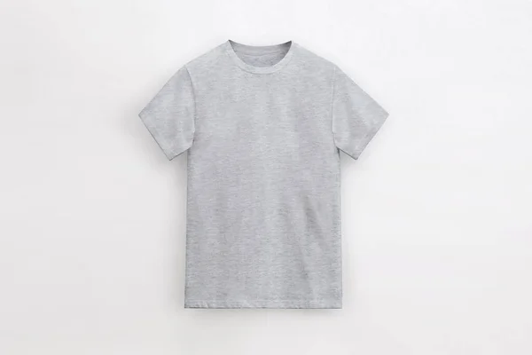 round neck basic heather grey t-shirt on white background