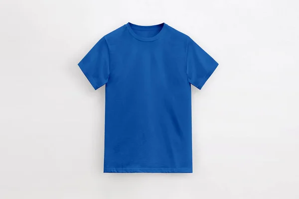 round neck basic royal blue t-shirt on white background