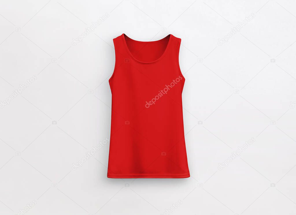 Fitness tank top bright red on white background