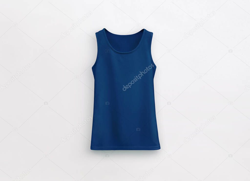 Fitness tank top navy blue on white background