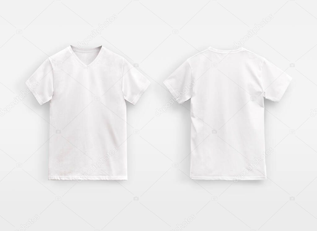 white v-neck t-shirt for man unbranded on light background