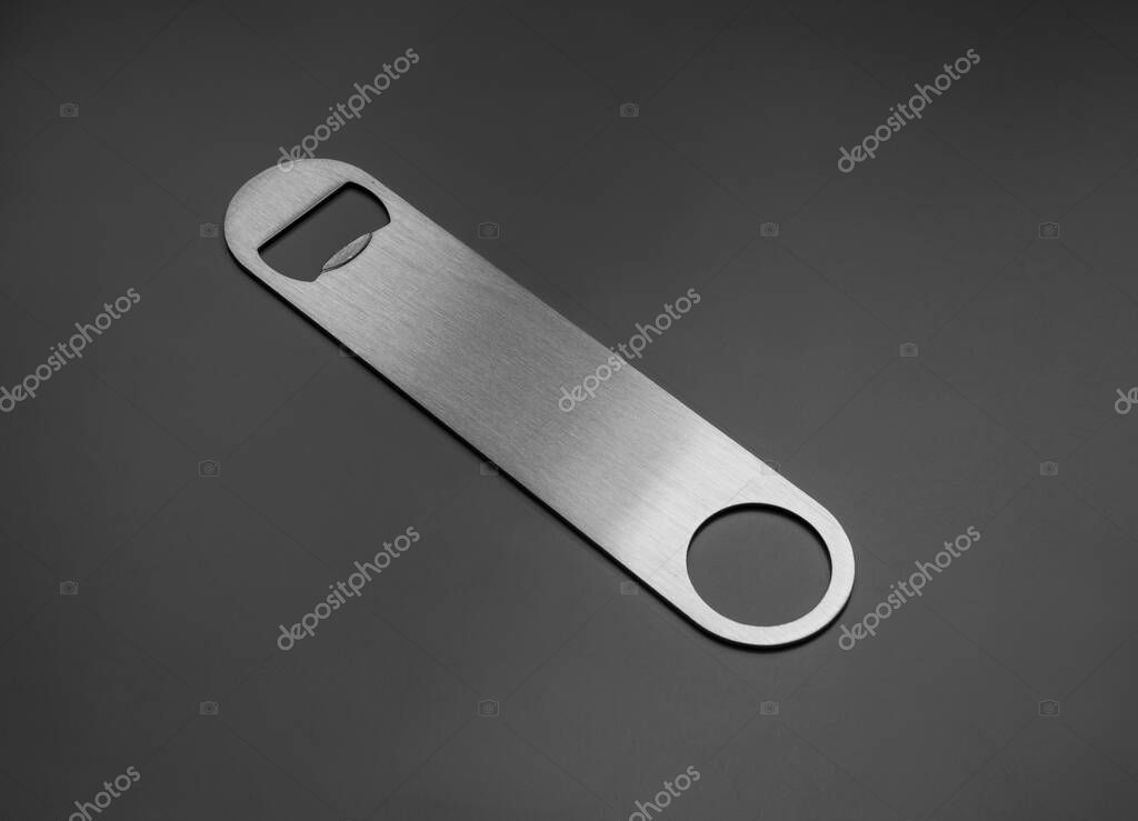 Bottle Opener big silver professional size on grey background