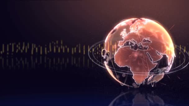 Esfera terrestre girada mostra economia interconectada internacional — Vídeo de Stock