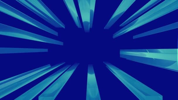 Animated blue bars transformed in the space — Stock Video