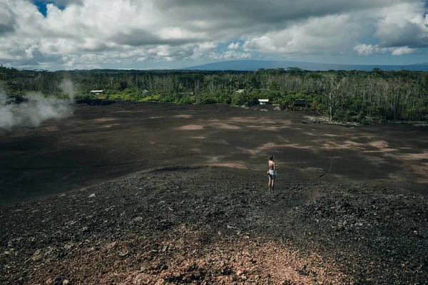 Κτήμα Λεϊλάνι Χαβάη Έκρηξη Ηφαιστείου Kilauea Σκλήρυνε Μαύρο Πεδίο Λάβας — Φωτογραφία Αρχείου