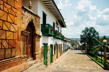 Barichara, Colombia - July 04, 2020: Cobblestone streets in Barichara. High quality photo clipart