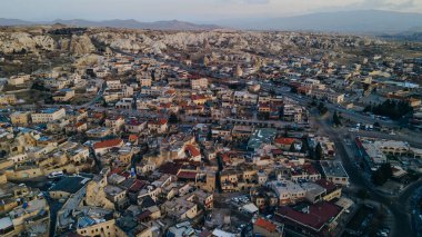 Kapadokya 'daki Goreme kasabası, Orta Anadolu, Türkiye