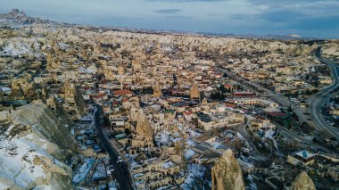 Kapadokya 'daki Goreme kasabası, Orta Anadolu, Türkiye