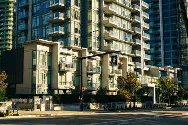 Vancouver, Kanada - Aralık, 2019 yüksek binalar.