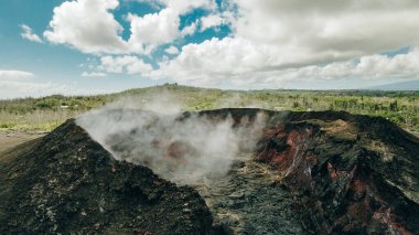 Hawaii 'deki Kilauea Volkanı' ndan donmuş lav. Yüksek kalite fotoğraf