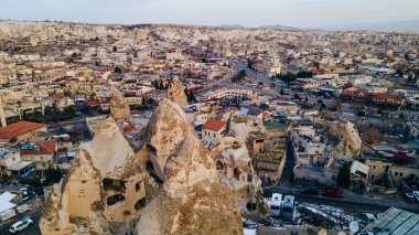 Kapadokya 'daki Goreme kasabası, Orta Anadolu, Türkiye