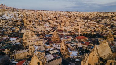 Kapadokya 'daki Goreme kasabası, Orta Anadolu, Türkiye