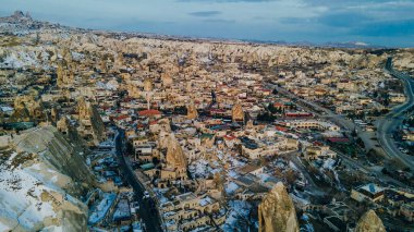 Kapadokya 'daki Goreme kasabası, Orta Anadolu, Türkiye