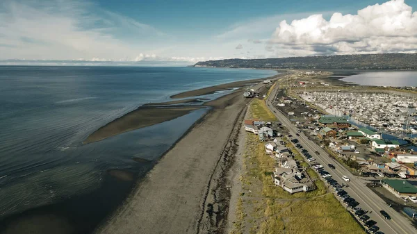 Homer Spit from above in Homer, Alaska. Aerial view. High quality photo