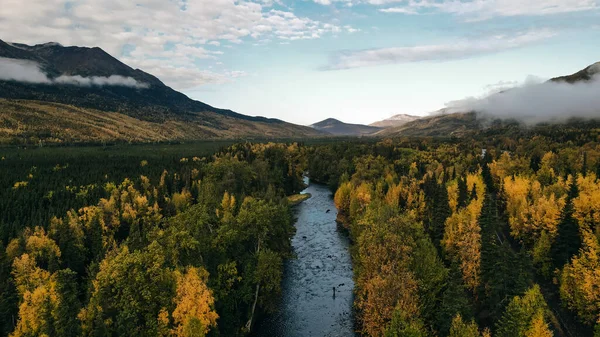 aerial view of russian river in alaska, usa. High quality photo