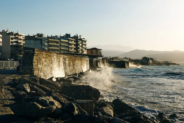 Crete Heraklion Greece port harbor boats panoramic view. Greece - sep, 2019 — Stockfoto