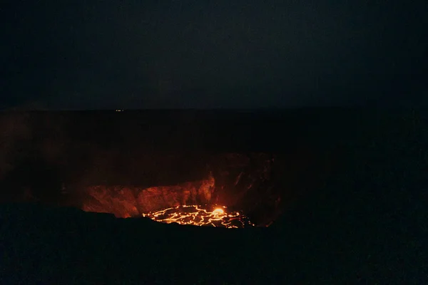 Detailní Záběr Lávového Toku Sopky Kilauea Havaji Velký Ostrov Kvalitní — Stock fotografie