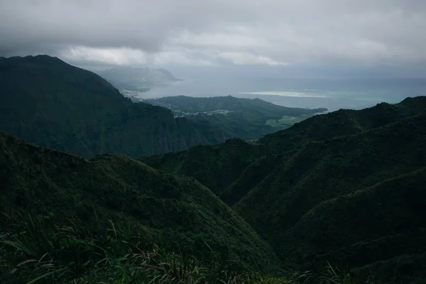 Vista Desde Cima Cordillera Koolau Isla Oahu Hawai Foto Alta — Foto de Stock