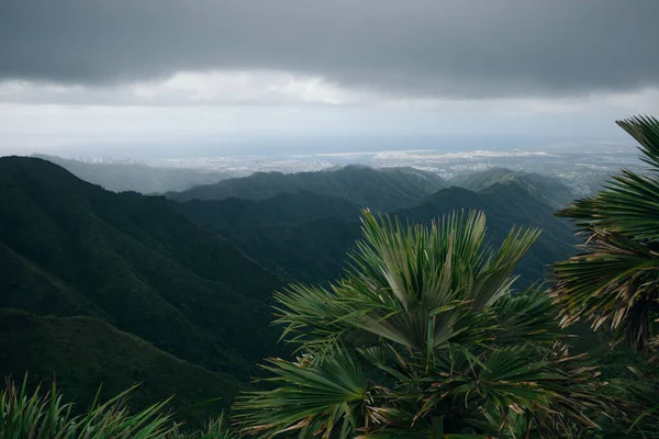 Vista Dalla Cima Della Catena Montuosa Koolau Sull Isola Oahu — Foto Stock