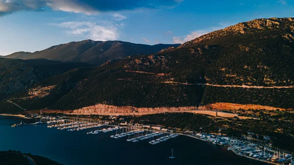Aerial Panoramic View Marina Popular Resort City Kas Turkey High — Stock Photo, Image