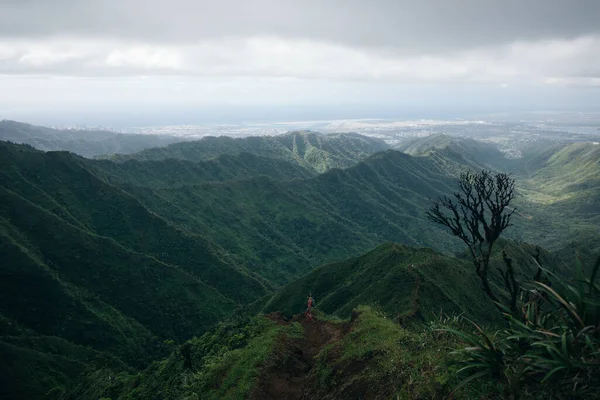 Vista Desde Cima Cordillera Koolau Isla Oahu Hawai Foto Alta — Foto de Stock