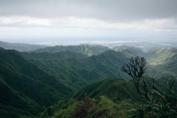 Vista Desde Cima Cordillera Koolau Isla Oahu Hawai Foto Alta — Foto de Stock
