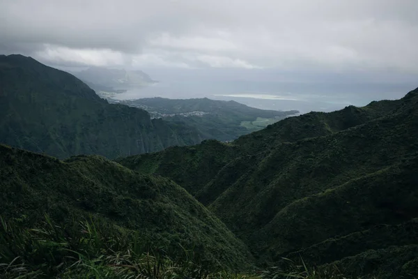 Vista Desde Cima Cordillera Koolau Isla Oahu Hawai Foto Alta — Foto de Stock