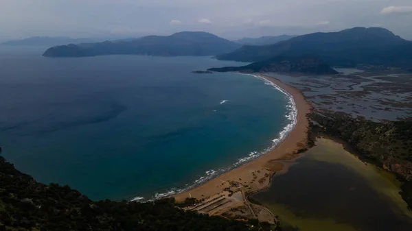 Widok Plażę Iztuzu Wzgórza Dalyan Turcji Wysokiej Jakości Zdjęcie — Zdjęcie stockowe