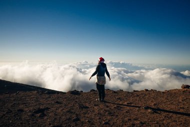 Hawaii, Maui 'deki Haleakala Ulusal Parkı' nın göz kamaştırıcı manzarası. Yüksek kalite fotoğraf