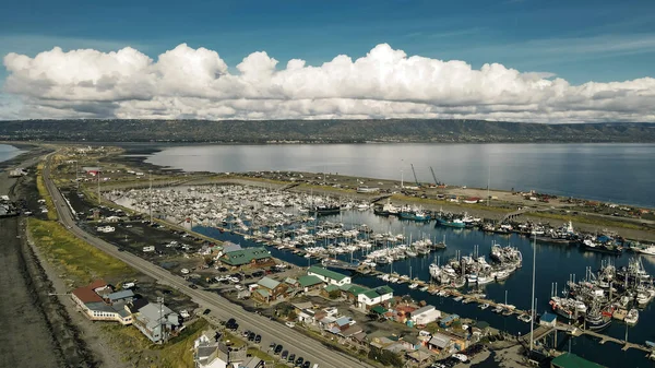 Homer Spit from above in Homer, Alaska. Aerial view. High quality photo