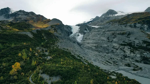 Luchtfoto Van Worthington Glacier State Recreational Site Alaska Hoge Kwaliteit — Stockfoto