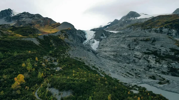 Flygfoto Över Worthington Glacier State Recreational Site Alaska Högkvalitativt Foto — Stockfoto