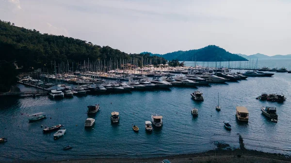 Puerto Gocek Bahía Ciudad Vista Aérea Del Horizonte Costa Mediterránea —  Fotos de Stock