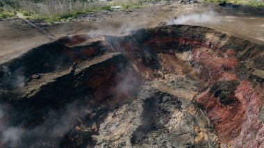 Hawaii 'deki Kilauea Volkanı' ndan donmuş lav. Yüksek kalite fotoğraf