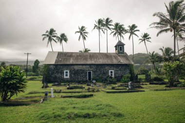 Hawaii, Maui 'deki Hana yolunda Keanae sahilinde siyah lav kayaları var.
