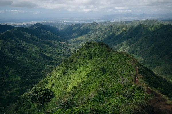 Vista Dalla Cima Della Catena Montuosa Koolau Sull Isola Oahu — Foto Stock