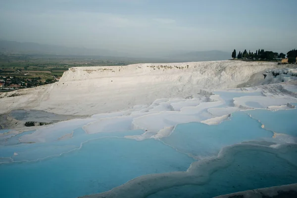 Natural travertine pools and terraces in Pamukkale. Cotton castle in southwestern Turkey. High quality photo