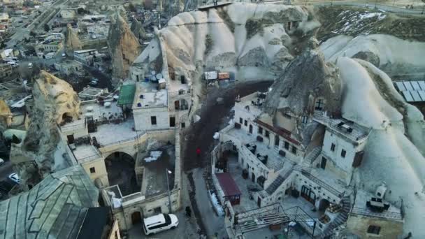 Flygfoto Över Goreme Stad Kappadokien Centrala Anatolien Turkiet — Stockvideo