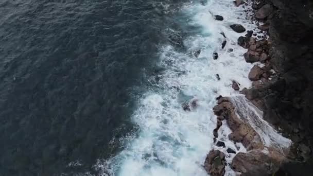 Гаваях Над Океанськими Хвилями Нависає Чорна Базальтова Скеля — стокове відео