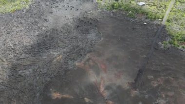 Büyük Ada 'nın havadan görünüşü, Hawaii 2021 dolaylarında. Kilauea Volkanı 'nın hava görüntüsü.