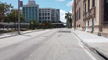 ABD, Miami - Mart 2019 Evde Kal Covid-19. Issız sokakların manzarası