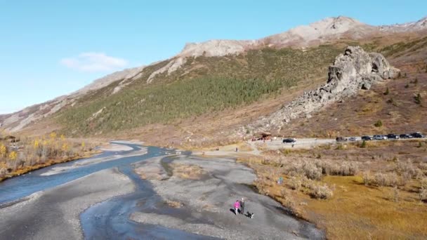 Denali国家公园萨维奇河峡谷小径秋天的风景 — 图库视频影像