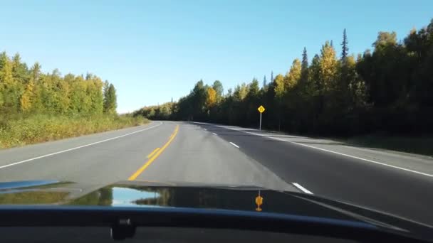 Hermosa vista de un camino pintoresco, Alaska Hwy — Vídeo de stock