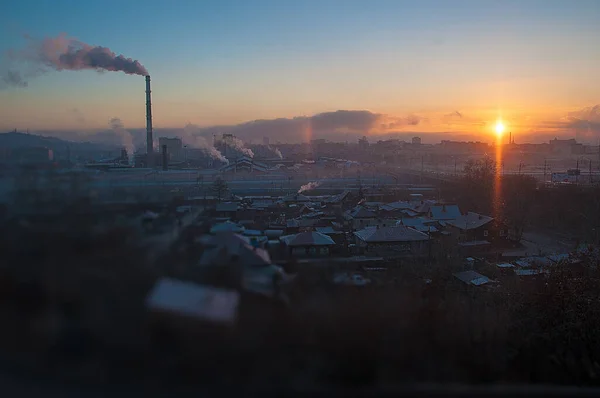 siberia, krasnoyarsk - dec, 2020: panorama of the city of in winter. High quality photo