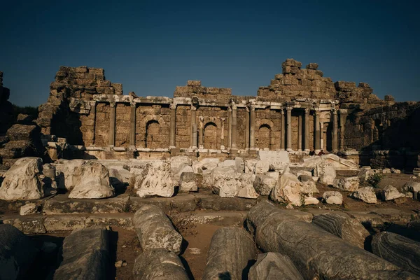 Ruïnes Van Agora Oude Stad Side Een Prachtige Zomerdag Antalya — Stockfoto