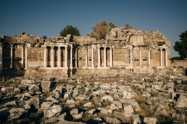 Ruïnes Van Agora Oude Stad Side Een Prachtige Zomerdag Antalya — Stockfoto